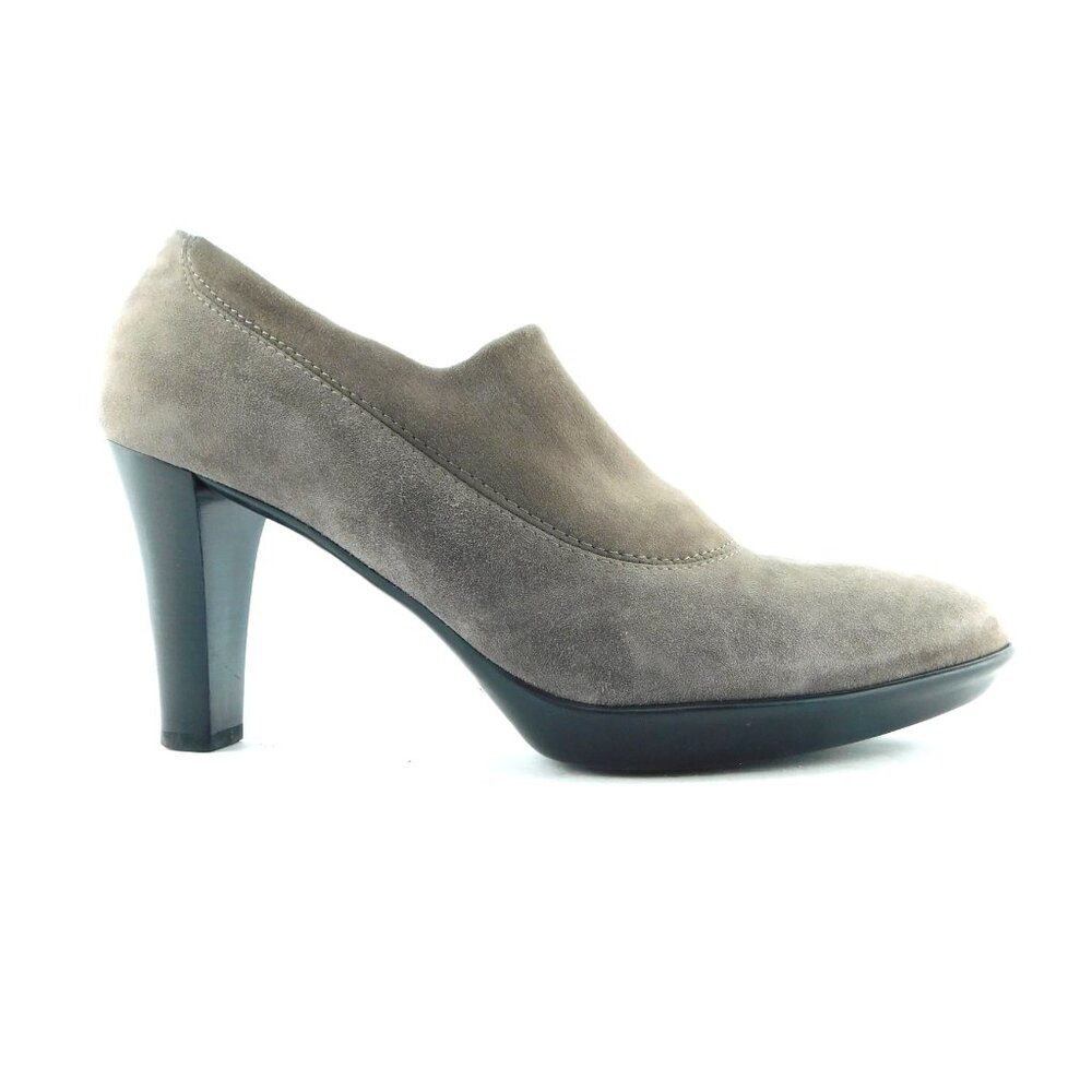 AQUATALIA Gray Suede Leather Weatherproof Ankle Booties Heels Pumps 8 - Picture 2 of 8